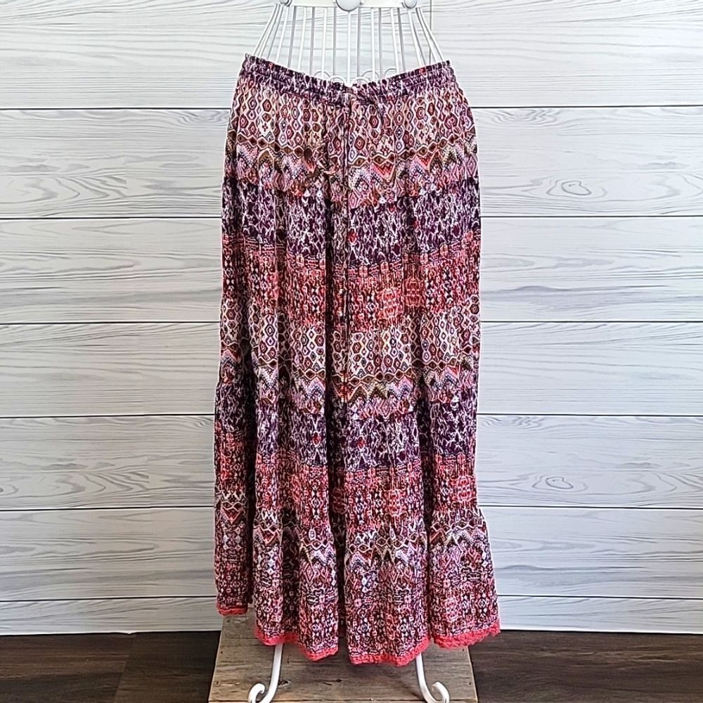 NY Collection ethnic print a-line maxi skirt Women's Size M